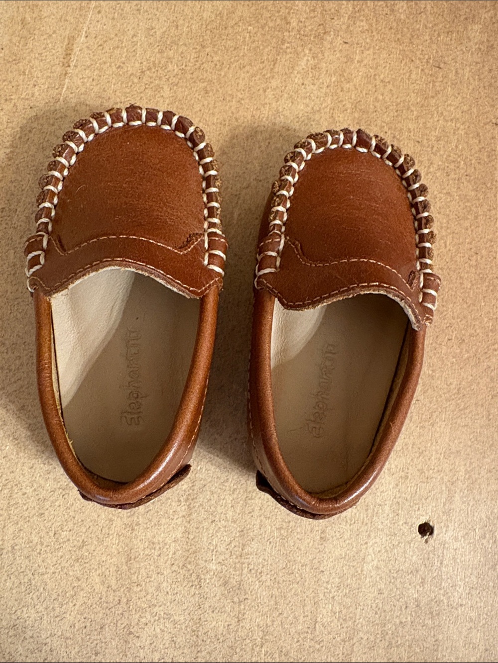 Children's Tan Leather Moccasin Slip-Ons